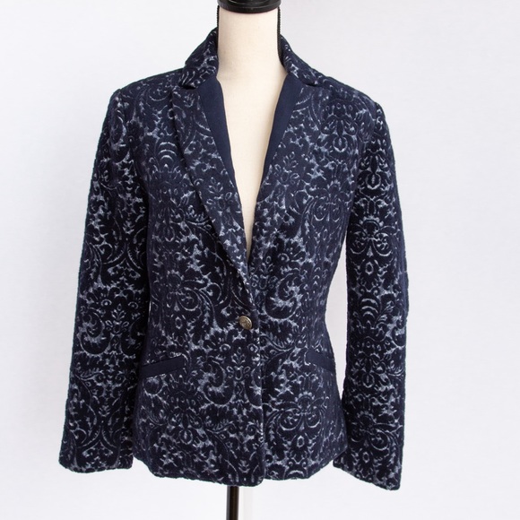 Textured navy blazer jacket wool blend Cabi 8 - Picture 3 of 9